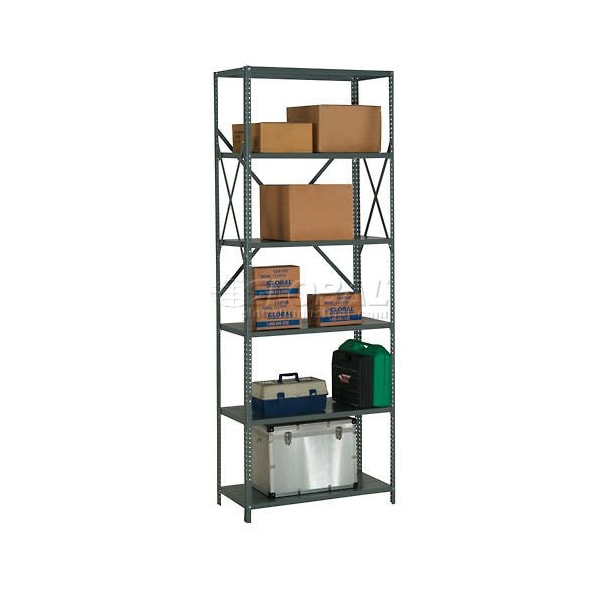 Global Industrial 6 Shelf, 18 Ga Open Steel Shelving Unit, 36inW x 30inD x 97inH, Gray 562233A - main